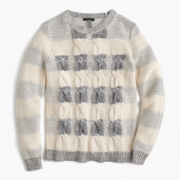 J. Crew Sweaters - J. Crew Cotton Cable Sweater in Marled Stripe